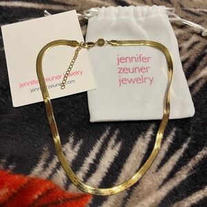 Jennifer Zeuner NWT 14kt Gold Plated Allie Herringbone Necklace
